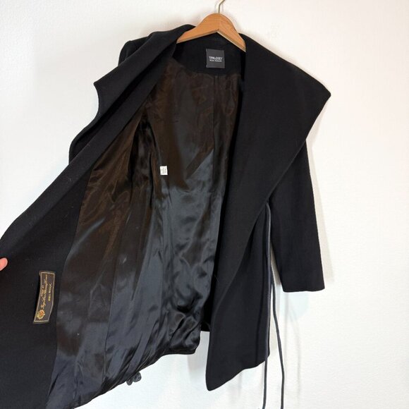 Trilogy Collections Loro Piano Italy Wool Black Coat Portrait Collar USA Made 4 - Picture 4 of 12